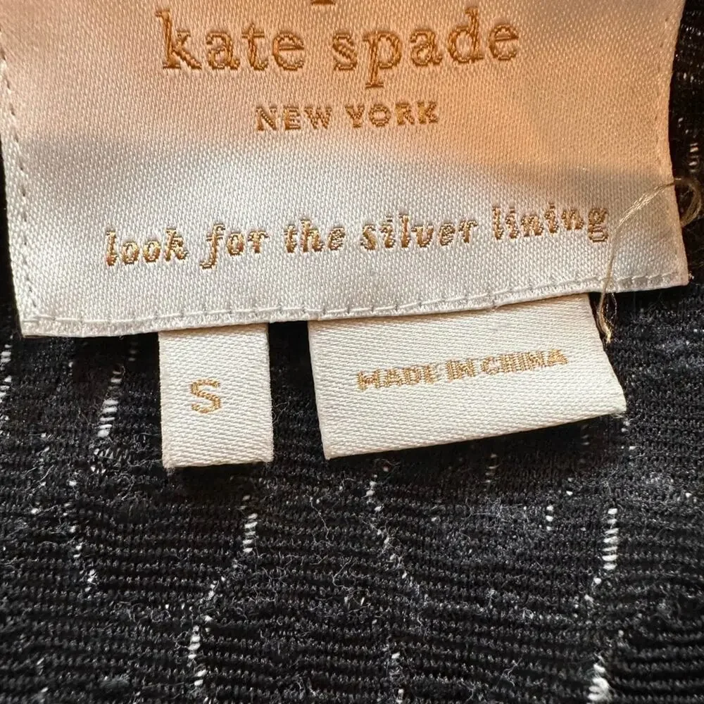 Kate Spade Leopard Jacquard Black White Stefania Fit & Flare Dress Small
